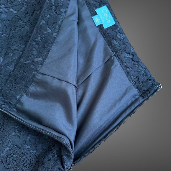 Cece|Womens|A-Line Skirt|Size 0|Black|Full Lace|Knee Length|Mid Rise|Lined - Picture 13 of 15